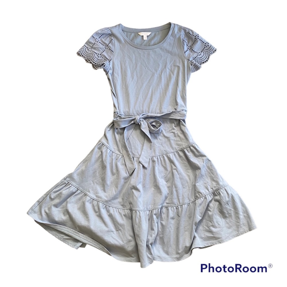 Lauren Conrad Lace Sleeve Blue Dress